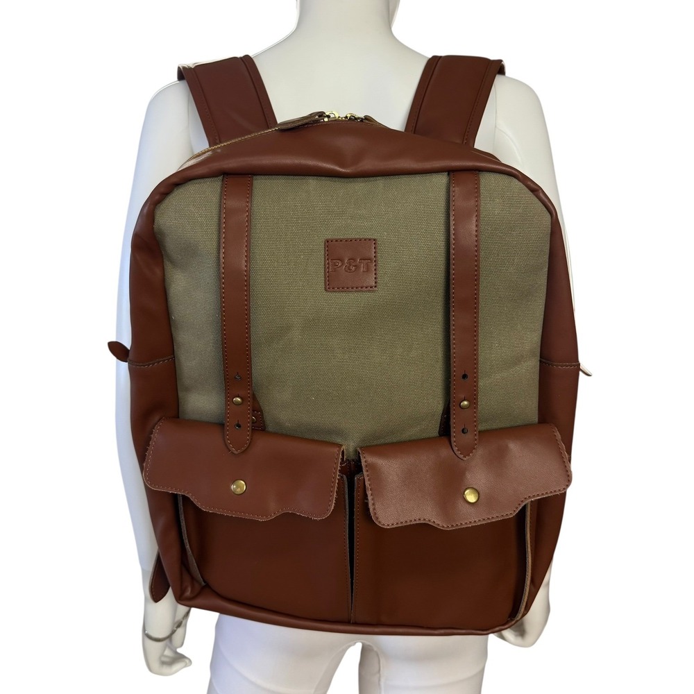Vintage Style 3 Bottle Wine Backpack Picnic Aesthetic Canvas Leather Travel Bag
